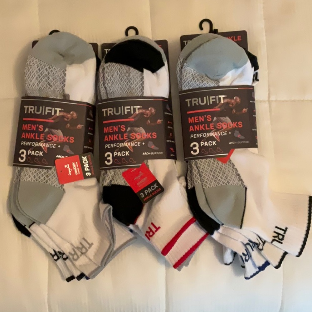 3 NWT Tru-fit Men’s Ankle Athletic Socks